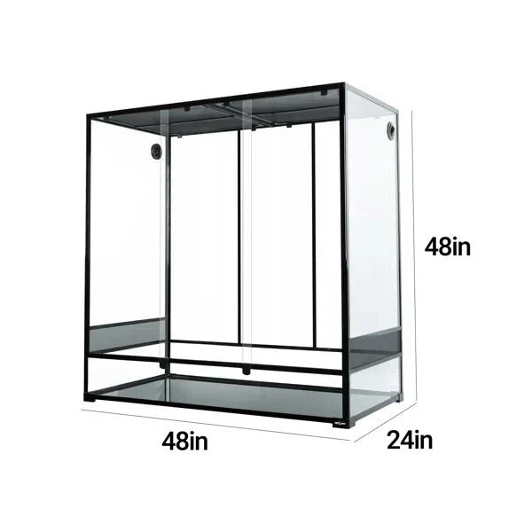 48x24x48 inch glass reptile terrarium with sliding doors, black frame, and ventilation ports Main image