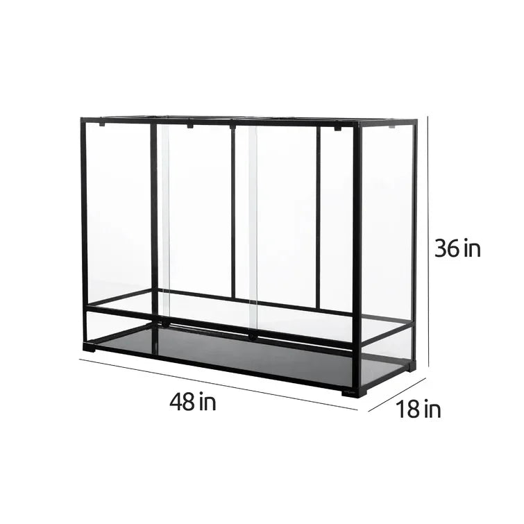 REPTIZOO Reptile 135 Gallon Large Glass Terrarium 48" x 18" x 36" Sliding Doors Reptile Terrarium RK481836 - REPTI ZOO