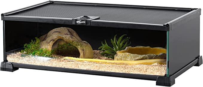 REPTIZOO 6 Gallon 20" x 12" x 6" Glass Reptile Terrarium with Top Feeding Reptile Habitat for Reptile Amphibians Snake Spider RAK08SG - REPTI ZOO Main image