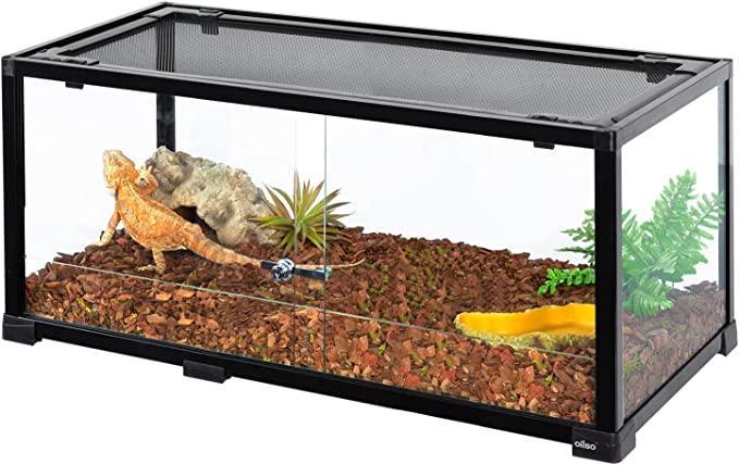 REPTIZOO 50 Gallon Reptile Terrarium, 2 in 1 Reptile Tank with Sliding Front Doors, 36" x 18" x 18" Bearded Dragon Tank - REPTI ZOO