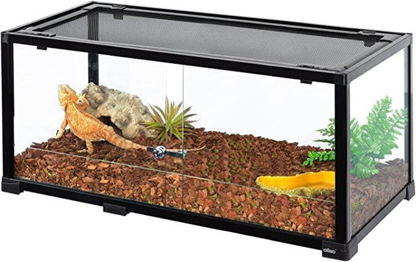 REPTIZOO 50 Gallon Reptile Terrarium, 2 in 1 Reptile Tank with Sliding Front Doors, 36" x 18" x 18" Bearded Dragon Tank - REPTI ZOO