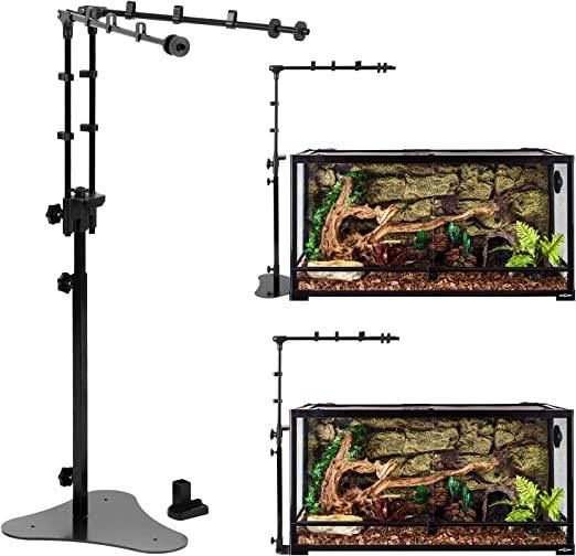 REPTI ZOO Reptile Dual Lamp Stand Adjustable Bracket Metal Support for Reptile Glass Terrarium - REPTI ZOO Main image