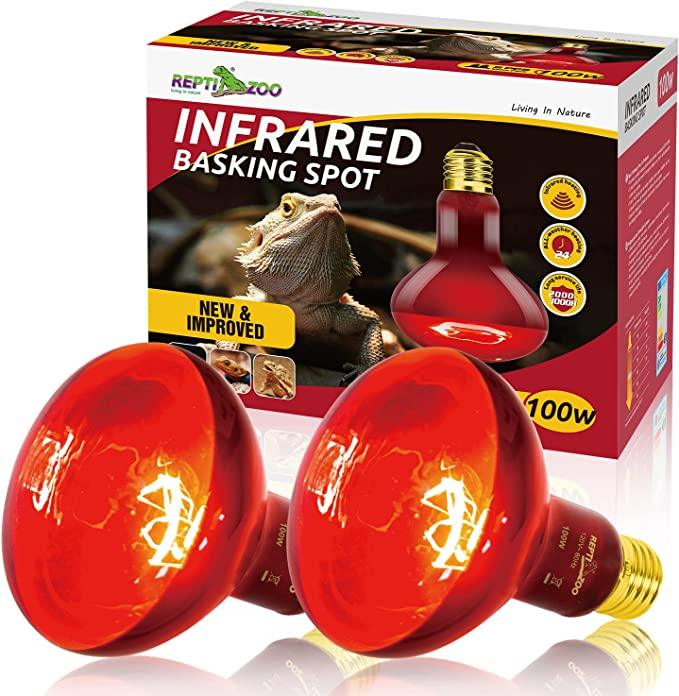 REPTI ZOO 2PCS 100W Infrared Reptile Heat Lamp Infrared Basking Spot Light IFL100 - REPTI ZOO