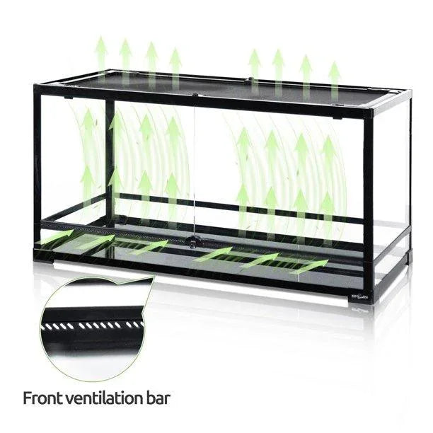 REPTI ZOO Glass Reptile Terrarium 50 Gallon, Front Opening Reptile Habitat Tank 36" x 18"x 18" for Reptile , Double Doors with Background RK361818A Secondary image
