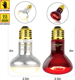 REPTIZOO 75W Reptile Heat Lamp Bulb 2PCS Combo Pack Includes Nightlight Infrared Heat Emitter and UVA Daylight Heating Lamp - REPTI ZOO