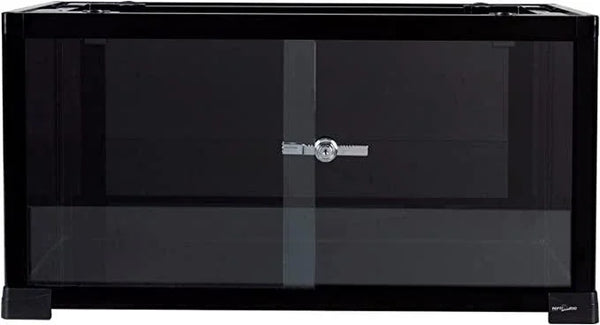 REPTI ZOO Full Glass 15 Gallon Reptile Terrarium, Black-Tinted ECO-Terrarium to Reduce Stress for Gecko Hermit Crab Top Ventilation & Anti Escape Lid - REPTI ZOO