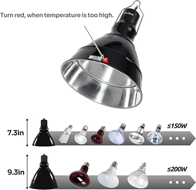 REPTI ZOO 2 in 1 Deep Dome Reptile Light Fixture Adjustable Lamp Holder Max 200W RL19 Secondary image