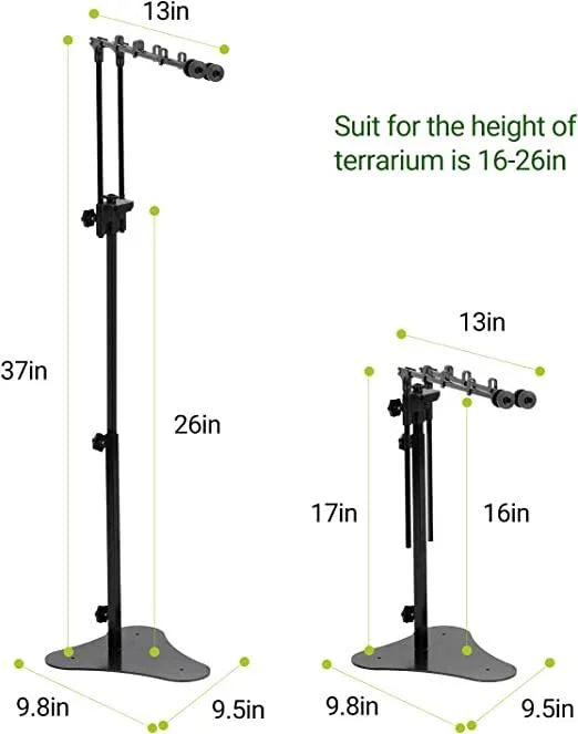 REPTI ZOO Reptile Dual Lamp Stand Adjustable Bracket Metal Support for Reptile Glass Terrarium Secondary image