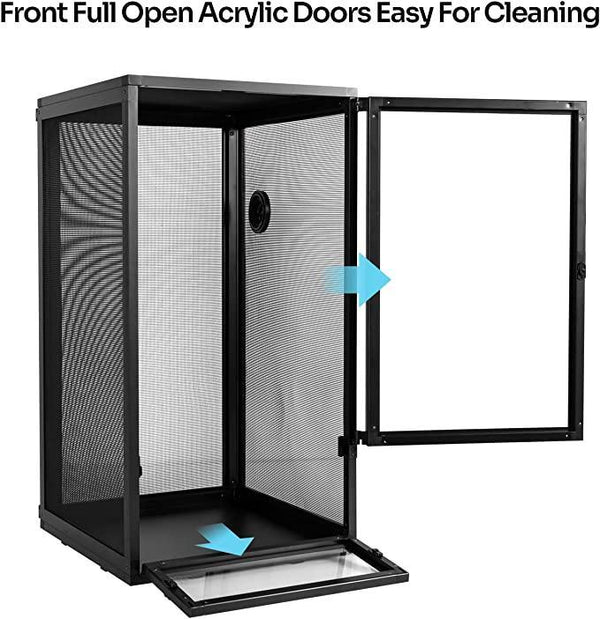 REPTI ZOO Foldable 30 Gallon Screen Chameleon Cage 16" x 16"x 30" with Collapsible Net Side Panels PAC404076 - REPTI ZOO