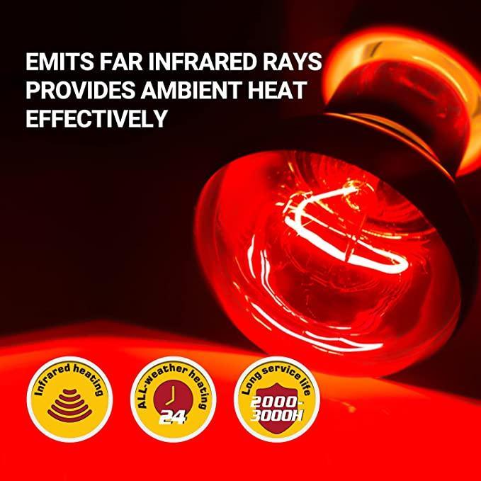 REPTI ZOO 2PCS 100W Infrared Reptile Heat Lamp Infrared Basking Spot Light IFL100 Secondary image