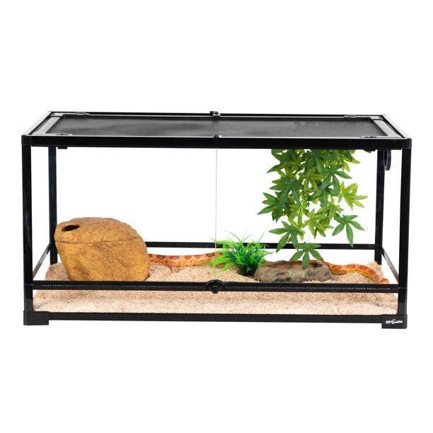 REPTI ZOO Glass Reptile Terrarium 50 Gallon, Front Opening Reptile Habitat Tank 36" x 18"x 18" for Reptile , Double Doors with Background RK361818A - REPTI ZOO