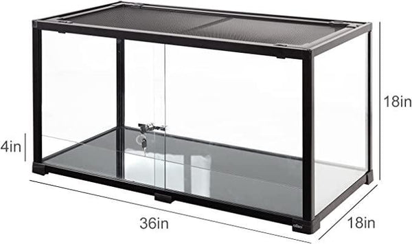 REPTIZOO 50 Gallon Reptile Terrarium, 2 in 1 Reptile Tank with Sliding Front Doors, 36" x 18" x 18" Bearded Dragon Tank - REPTI ZOO