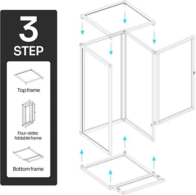 REPTI ZOO Foldable 30 Gallon Screen Chameleon Cage 16" x 16"x 30" with Collapsible Net Side Panels PAC404076 - REPTI ZOO
