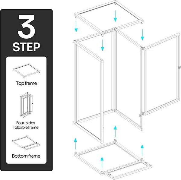 REPTI ZOO Foldable 30 Gallon Screen Chameleon Cage 16" x 16"x 30" with Collapsible Net Side Panels PAC404076 - REPTI ZOO