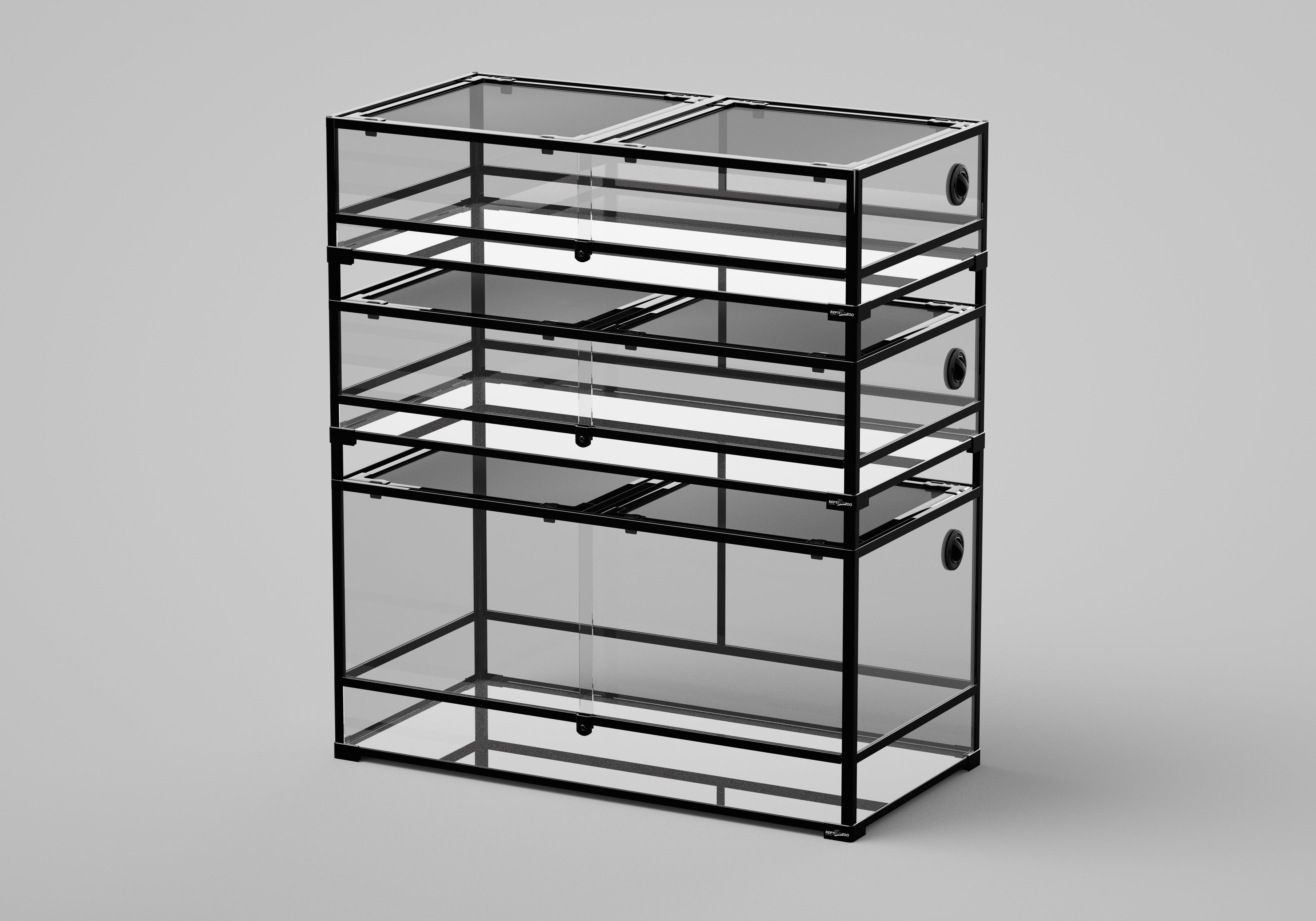 REPTI ZOO Glass Reptile Terrarium Reptile Habitat Stackable Tanks 3 tanks in total (customed reptile cage) - REPTI ZOO Main image