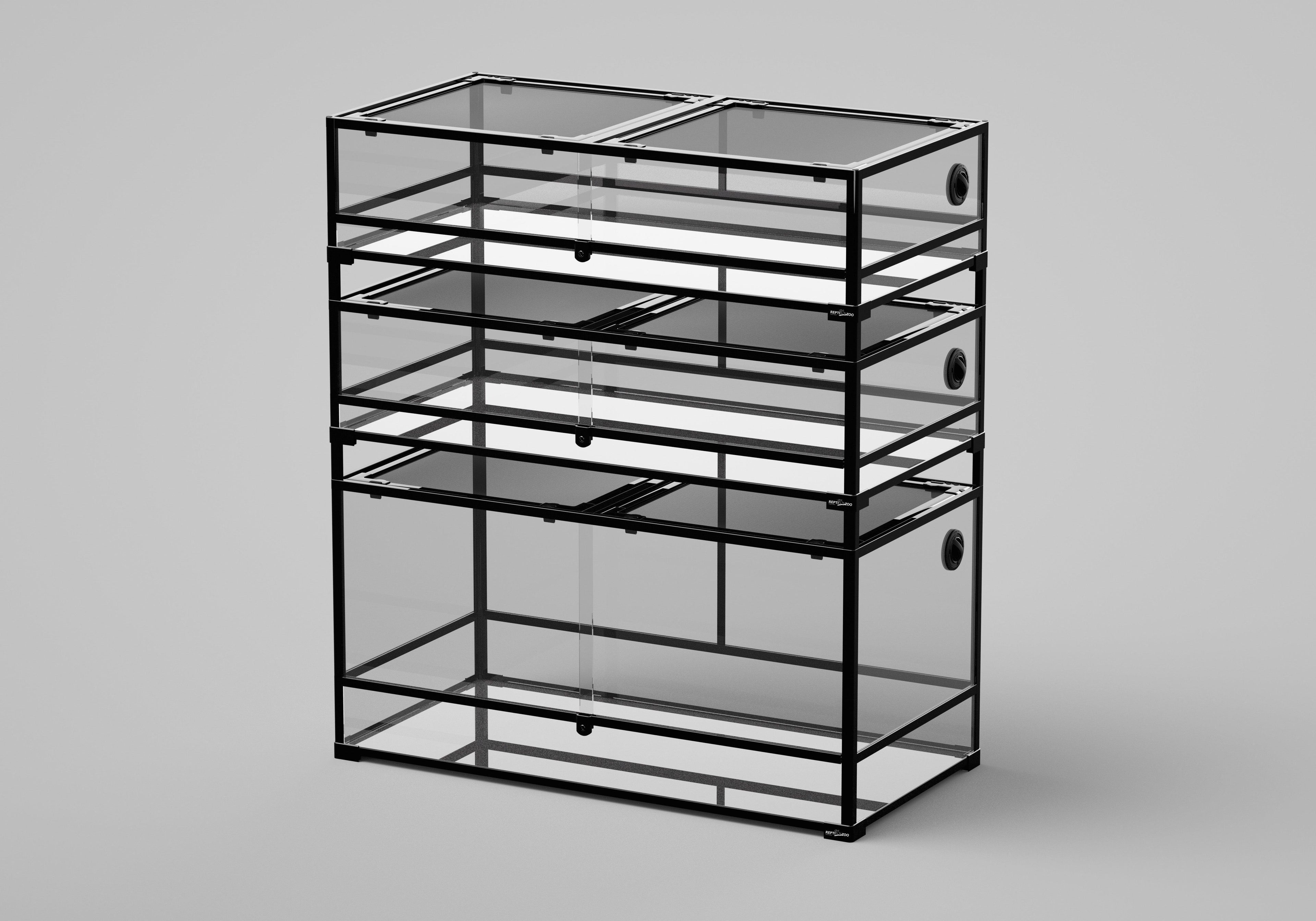 REPTI ZOO Glass Reptile Terrarium Reptile Habitat Stackable Tanks 3 tanks in total (customed reptile cage) - REPTI ZOO