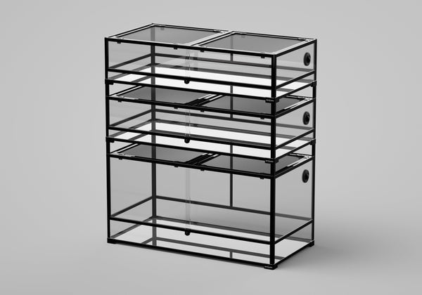 REPTI ZOO Glass Reptile Terrarium Reptile Habitat Stackable Tanks 3 tanks in total (customed reptile cage) - REPTI ZOO