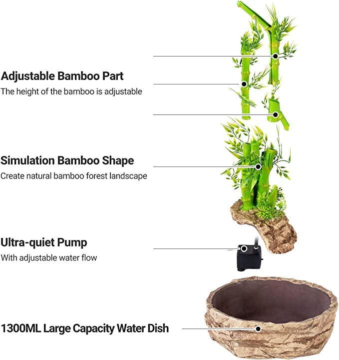REPTIZOO Water Fountain Bamboo Plant Water Dripper for Chameleon Lizard DF05 - REPTI ZOO