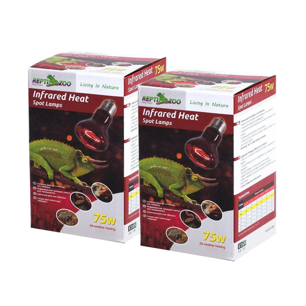 REPTIZOO Reptile 2PCS 110V 75W Night Infrared Heating Spot Lamp for Reptile Pet - REPTI ZOO