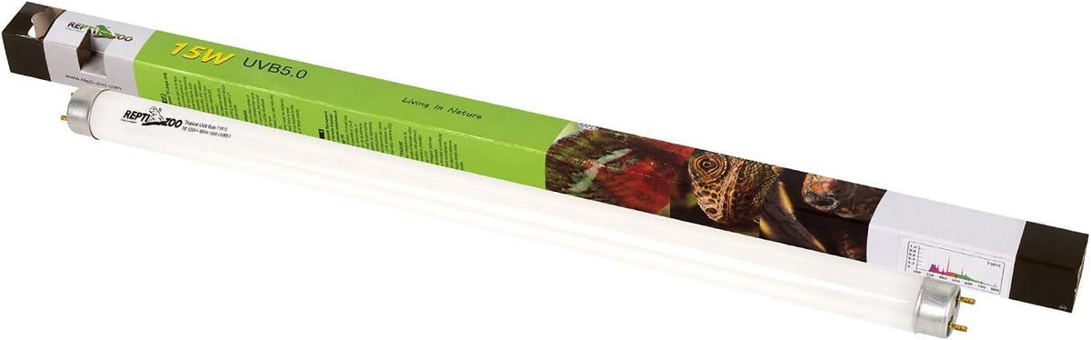 REPTI ZOO T8 Terrarium Reptile Fluorescent UVB T8 18 Inches 15W Compact Reptile Bulb Tropical Terrarium Lamp Tube - REPTI ZOO