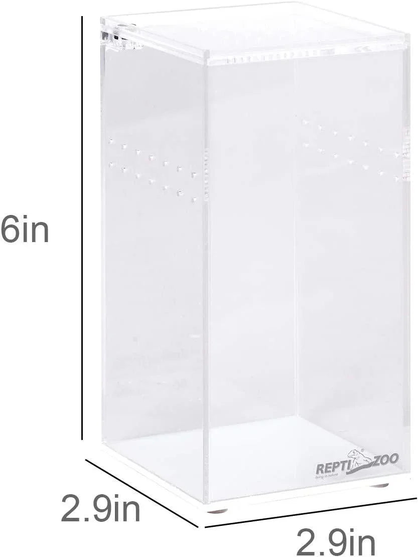 REPTI ZOO Magnetic Acrylic Reptile Breeding Box 3"x3"x6" Transparent Feeding Box - REPTI ZOO