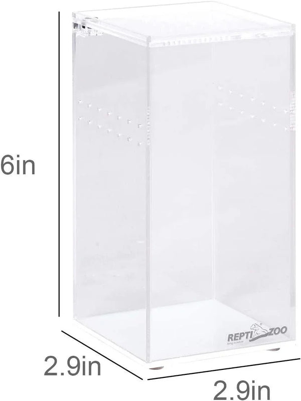REPTI ZOO Magnetic Acrylic Reptile Breeding Box 3"x3"x6" Transparent Feeding Box - REPTI ZOO