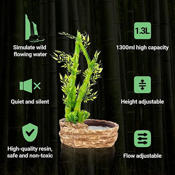 REPTIZOO Water Fountain Bamboo Plant Water Dripper for Chameleon Lizard DF05 - REPTI ZOO