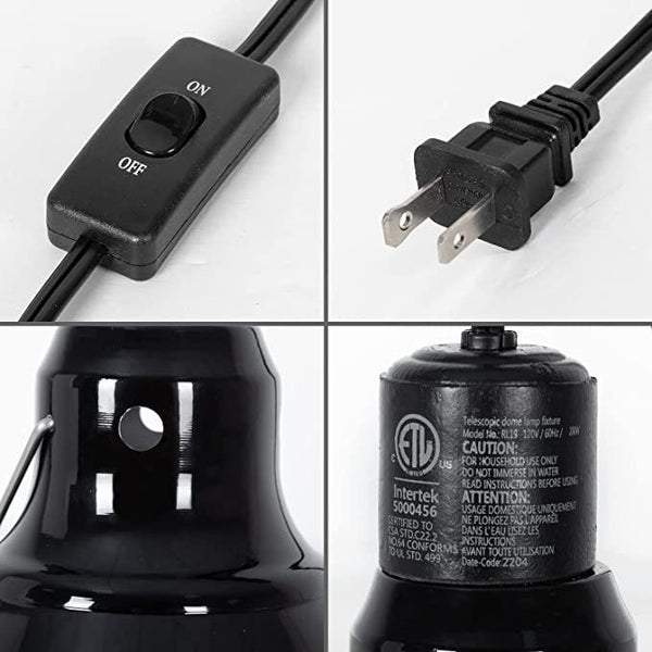 REPTI ZOO 2 in 1 Deep Dome Reptile Light Fixture Adjustable Lamp Holder Max 200W RL19 - REPTI ZOO