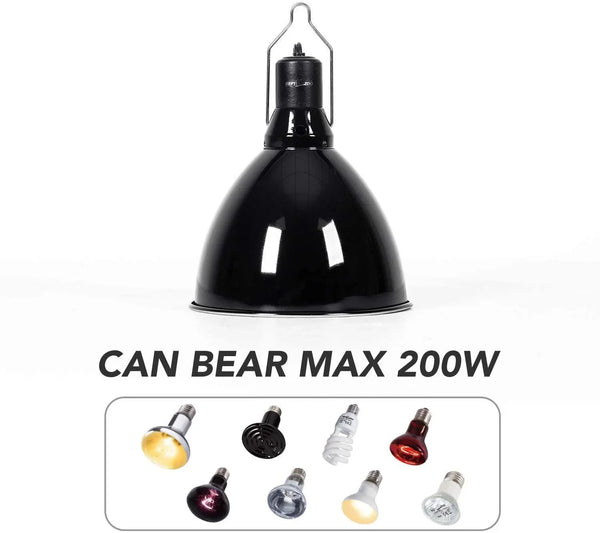 REPTI ZOO 8.5 inch Reptile Light Fixture 200W 2 in 1 E26 Base,Aquarium Dome Reptile UVB Light Socket Fixture (Without Bulbs) - REPTI ZOO