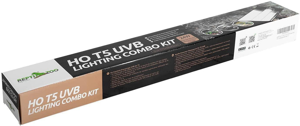 REPTI ZOO T5 HO UVB Lighting Combo Kit, Terrarium Hood Comes with Desert 10.0 UVB T5 Lamp - REPTI ZOO