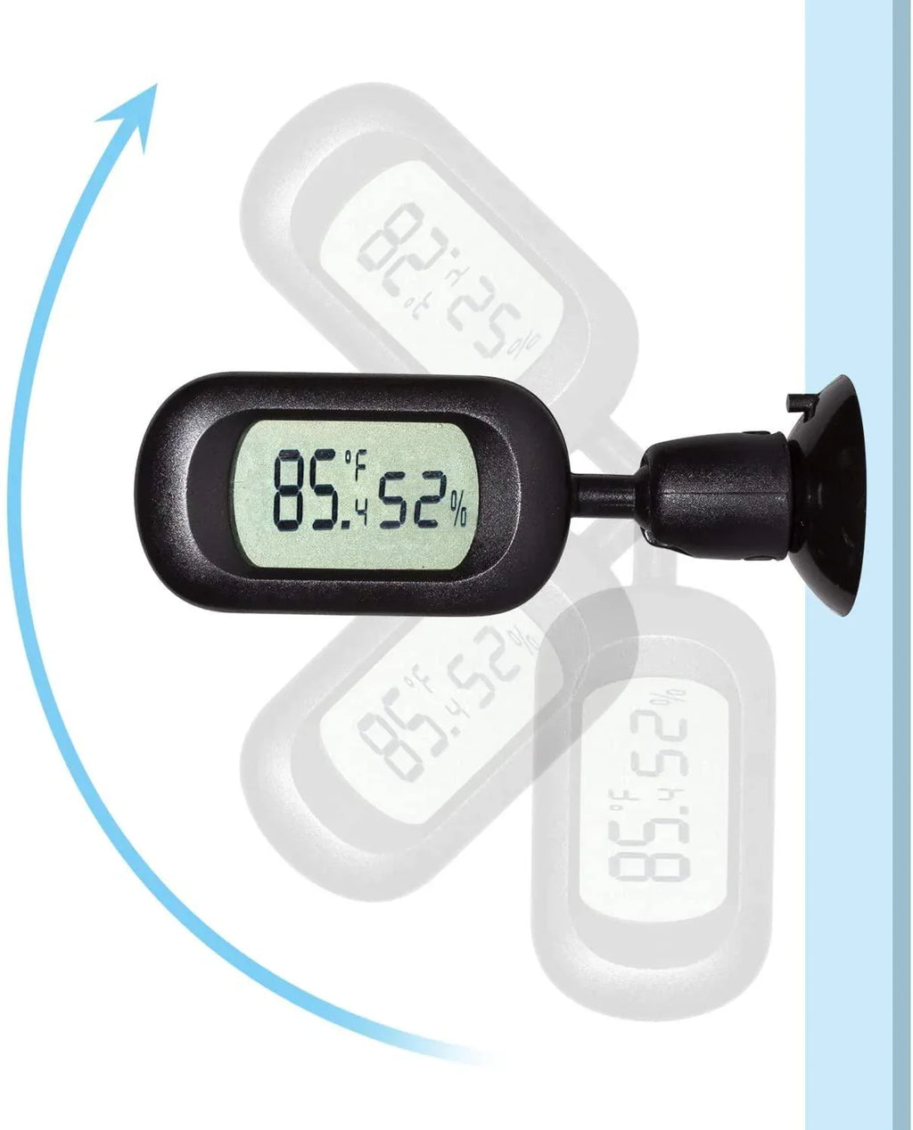 REPTI ZOO Reptile Terrarium Thermometer Hygrometer Digital Display 2PCS 360 Degree Rotation with Suction Cup, 3-Sides Mounting - REPTI ZOO
