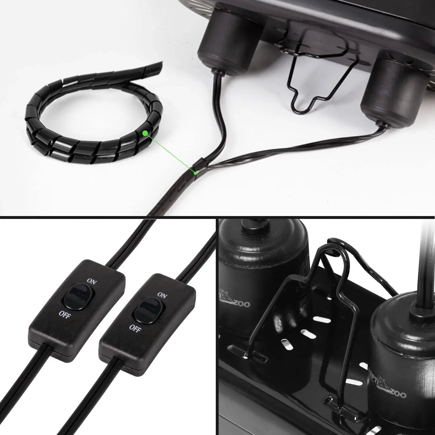 REPTIZOO Dual Reptile Lamp Fixture kit with 100W UVA Basking Spot Heat Lamp and 26W UVB 5.0 Energy Saving Bulb Secondary image