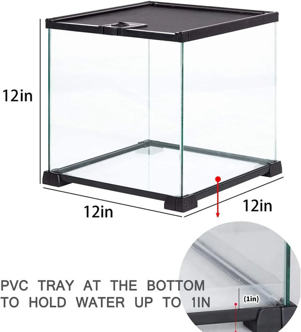 REPTI ZOO 8 Gallon 12" x 12" x 12" Mini Reptile Terrarium, Reptile Tank Leopard Gecko Habitat RAK10 - REPTI ZOO