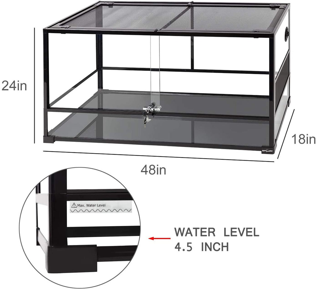 REPTI ZOO 90 Gallon 48"x18"x24" Front Opening Reptile Snake Terrarium , Double Sliding Door Vivarium Lizard Tank (Knock-Down) RK0223 - REPTI ZOO