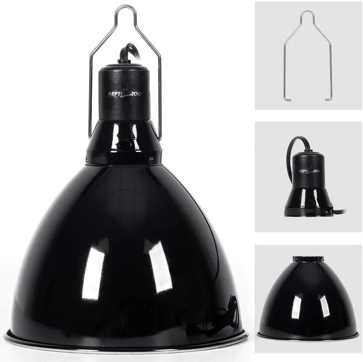REPTI ZOO 8.5 inch Reptile Light Fixture 200W 2 in 1 E26 Base,Aquarium Dome Reptile UVB Light Socket Fixture (Without Bulbs) - REPTI ZOO
