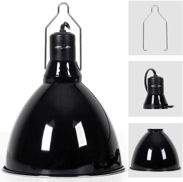 REPTI ZOO 8.5 inch Reptile Light Fixture 200W 2 in 1 E26 Base,Aquarium Dome Reptile UVB Light Socket Fixture (Without Bulbs) - REPTI ZOO