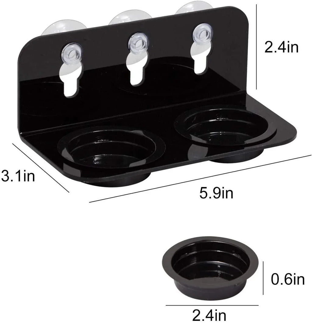 REPTI ZOO Reptile Water Bowl Double Grid Gecko Food Dish Feeder with 6 Pcs Cups Dish Bowls for Pet Food and Water Feeding - REPTI ZOO