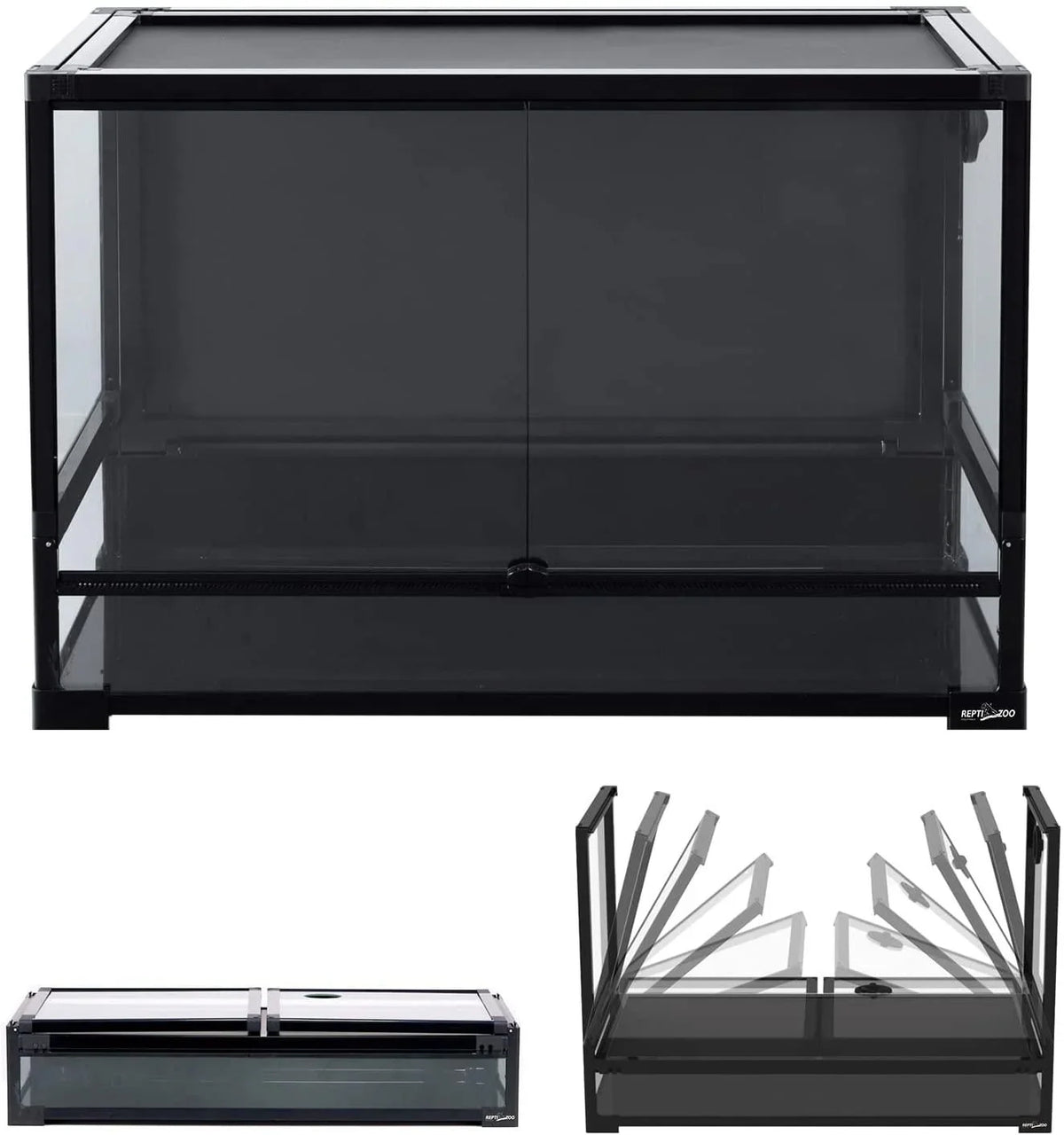 REPTI ZOO Easy Folding Reptile Terrarium 64 Gallon, Full Tempered Glass Reptile Tank 36" x 18"x 24", One-Hand Operation & 2-Minutes Assemble NRK0113 - REPTI ZOO Main image