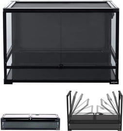REPTI ZOO Easy Folding Reptile Terrarium 64 Gallon, Full Tempered Glass Reptile Tank 36