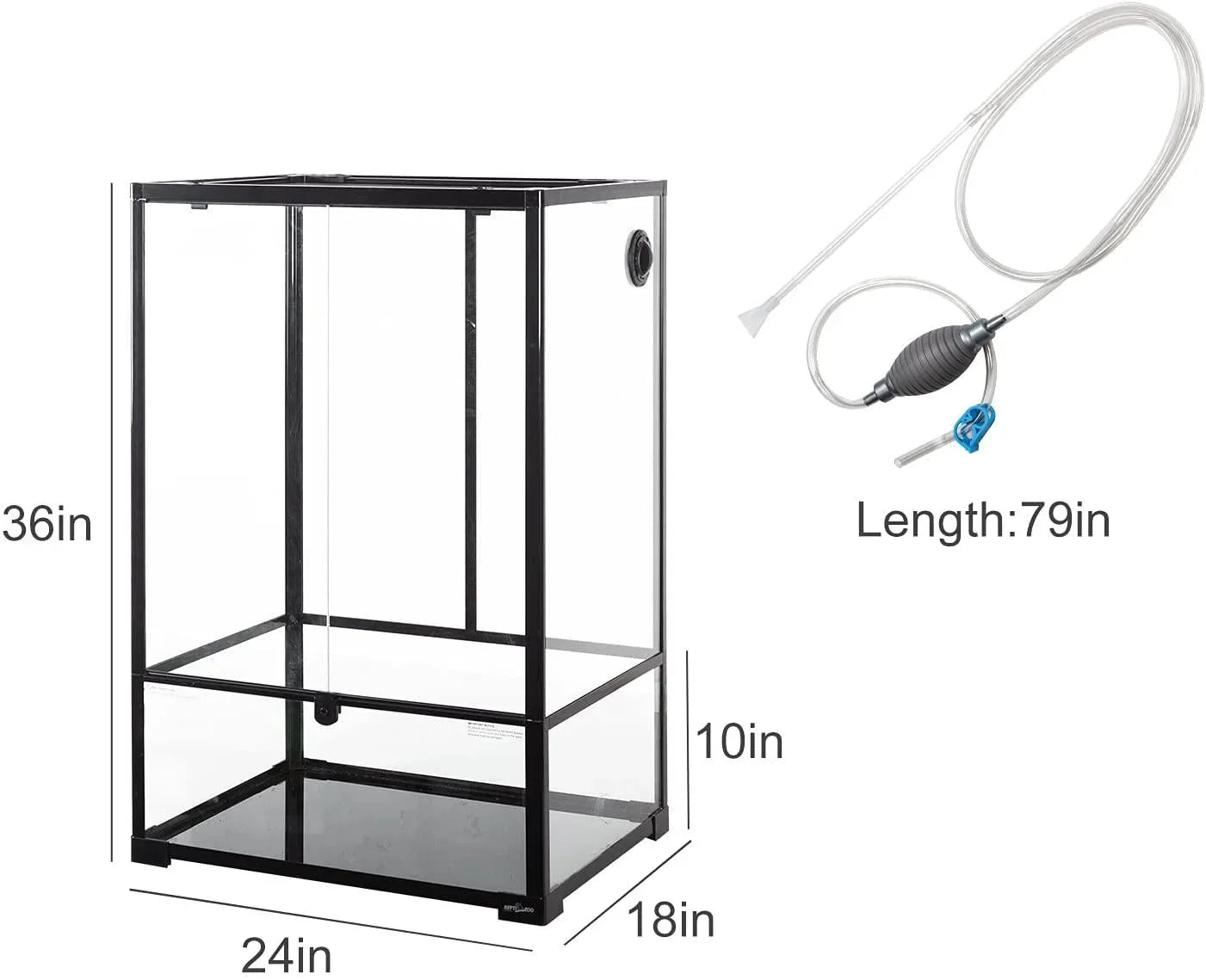 REPTI ZOO 67 Gallon 24"x18"x 36” Knock-Down Paludarium Large Reptile Terrarium ,Bio Deep Base 10”, Siphon Gravel Cleaner Set Included RK604590 Secondary image