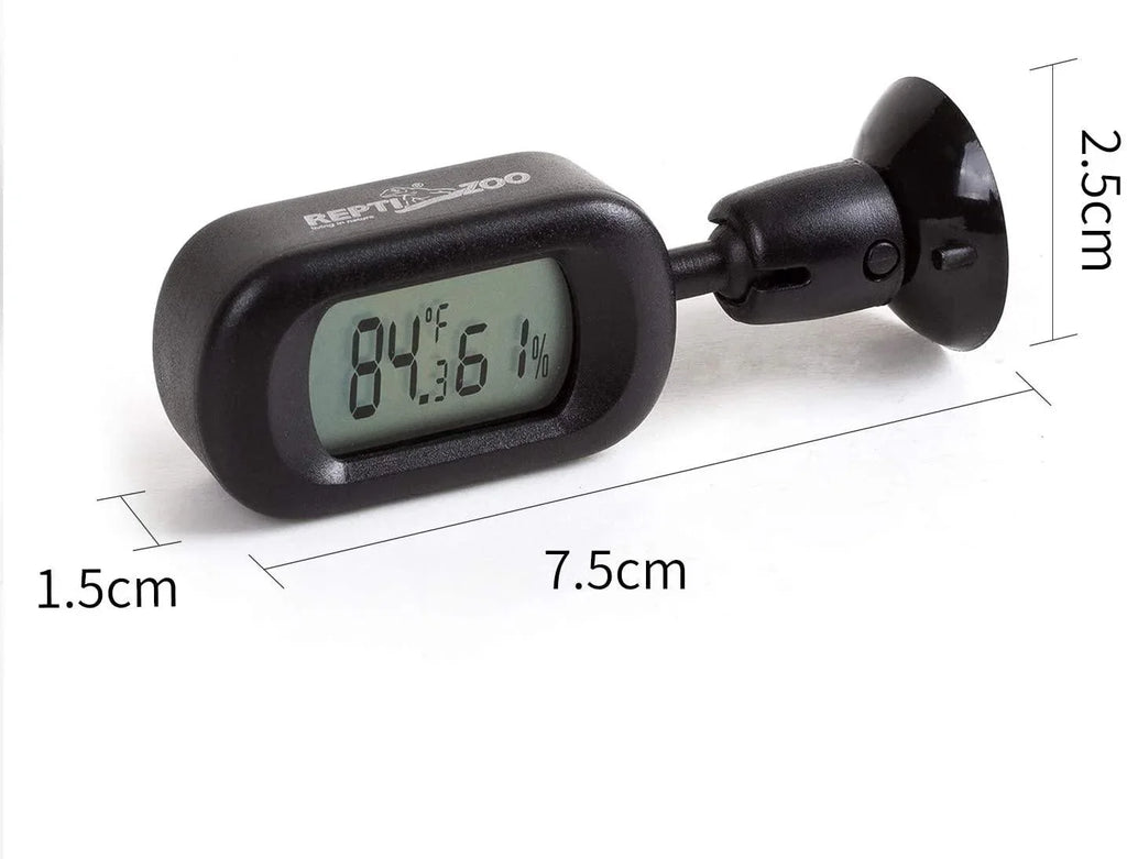 REPTI ZOO Reptile Terrarium Thermometer Hygrometer Digital Display 2PCS 360 Degree Rotation with Suction Cup, 3-Sides Mounting - REPTI ZOO