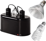 REPTIZOO Dual Reptile Lamp Fixture kit with 100W UVA Basking Spot Heat Lamp and 26W UVB 5.0 Energy Saving Bulb