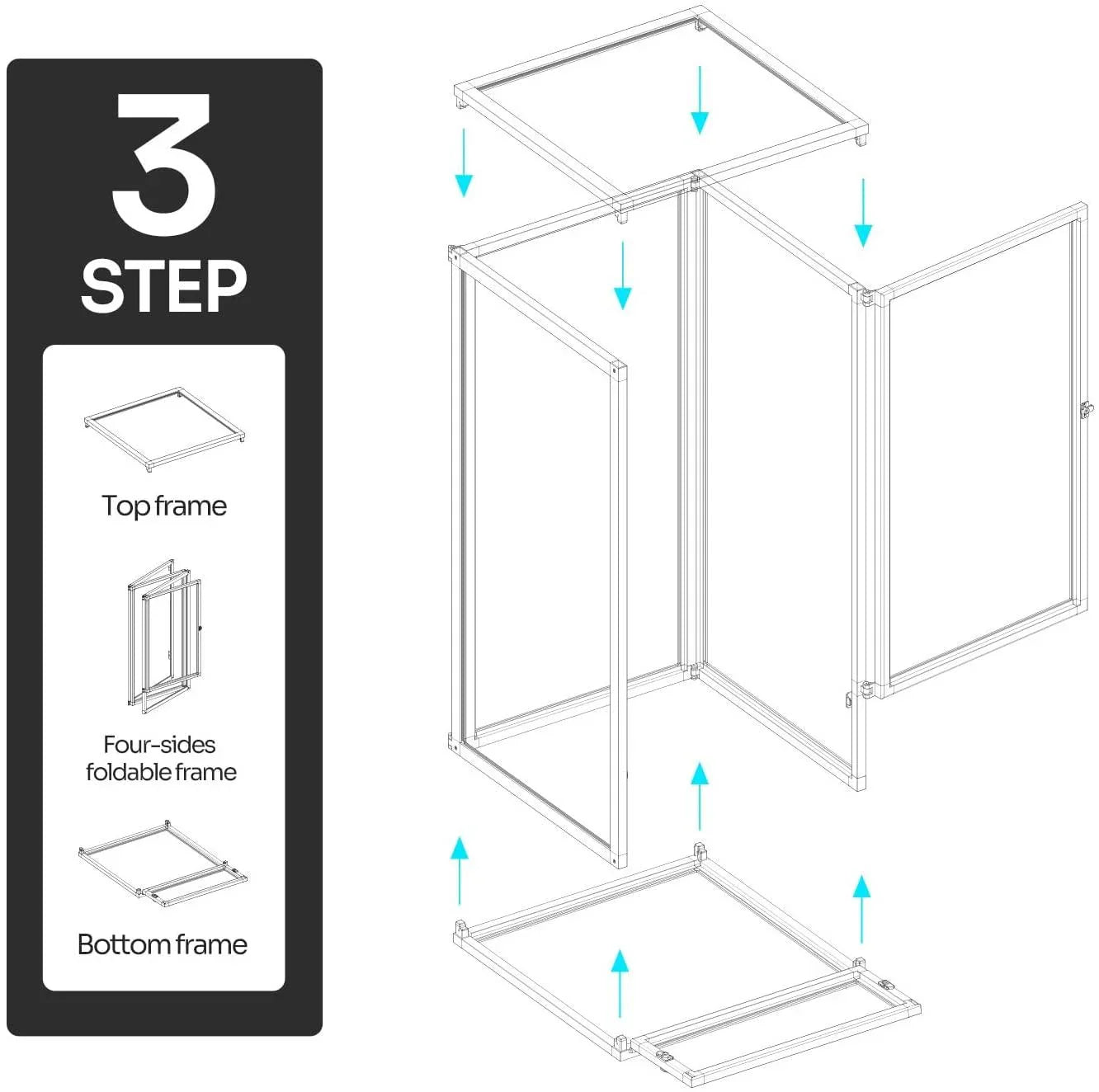 Foldable 48 Gallon Air Screen Cage, Vertical Reptile Terrarium 18" x 18"x 36" Reptile Tank for Chameleon Iguana PAC454590A - REPTI ZOO
