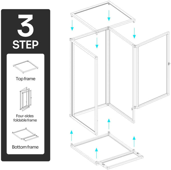 Foldable 48 Gallon Air Screen Cage, Vertical Reptile Terrarium 18" x 18"x 36" Reptile Tank for Chameleon Iguana PAC454590A - REPTI ZOO