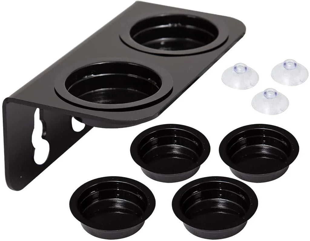 REPTI ZOO Reptile Water Bowl Double Grid Gecko Food Dish Feeder with 6 Pcs Cups Dish Bowls for Pet Food and Water Feeding - REPTI ZOO