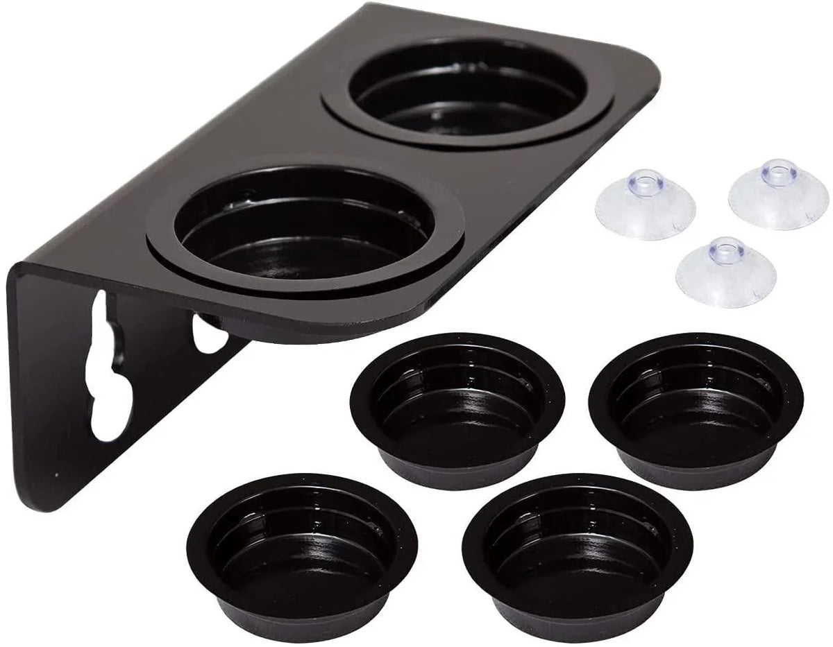 REPTI ZOO Reptile Water Bowl Double Grid Gecko Food Dish Feeder with 6 Pcs Cups Dish Bowls for Pet Food and Water Feeding - REPTI ZOO