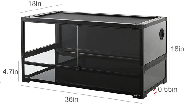 REPTI ZOO 50 Gallon Tempered Glass Reptile Large Terrarium Tank with Black PVC Back Panel Reptile Terrarium 36"x18"x18" Easy Folding NRK0114 - REPTI ZOO