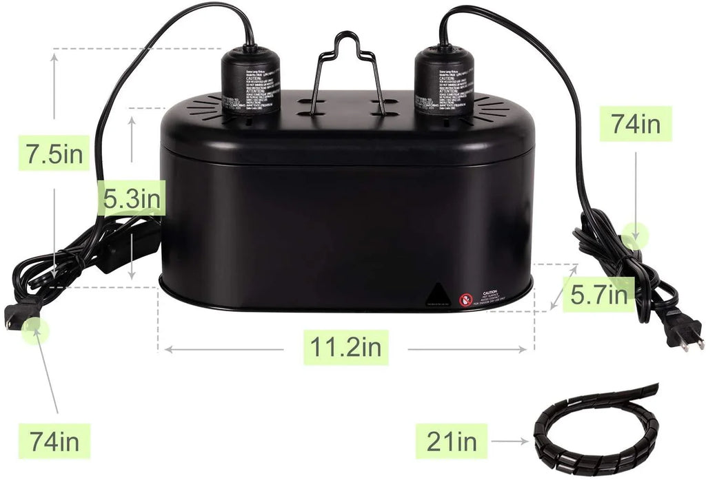 REPTI ZOO Dual Reptile Light Fixture for Reptile Dome UVB Light Fixture Dual Lamp Cap Heat Lighting Lamp Kit - REPTI ZOO