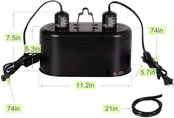REPTI ZOO Dual Reptile Light Fixture for Reptile Dome UVB Light Fixture Dual Lamp Cap Heat Lighting Lamp Kit - REPTI ZOO