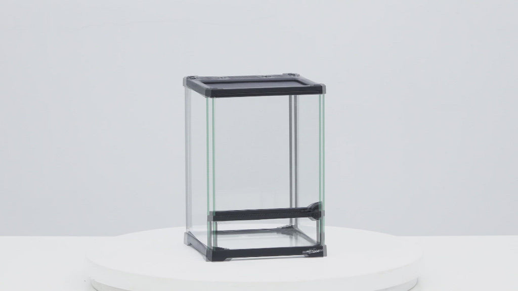 REPTI ZOO 11.2 Gallon 12″*12″*18″ Reptile Tank With Single Front Door Glass Sides And Waterproof Base RHK02SG